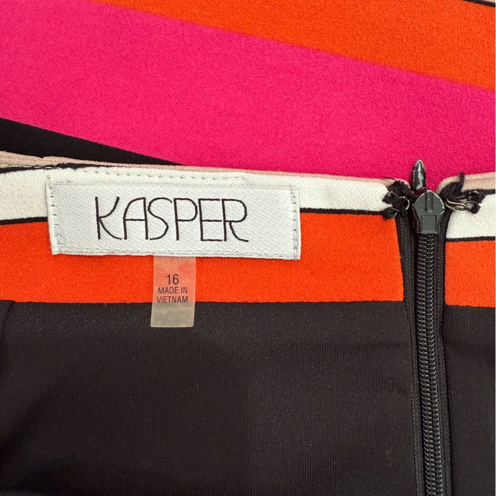 Kasper | Striped Multicolor Stretch Suit Skirt Size 16 - Picture 8 of 9